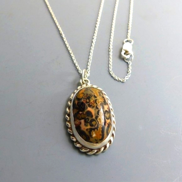 Leopard Jasper and Sterling Silver Pendant - Picture 2 of 6